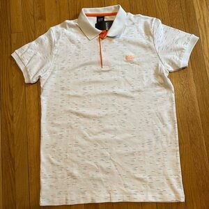 Hugo Boss XL Mens Polo white with orange and gray design